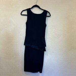 Bar III Navy Midi Dress with Peplum Detail